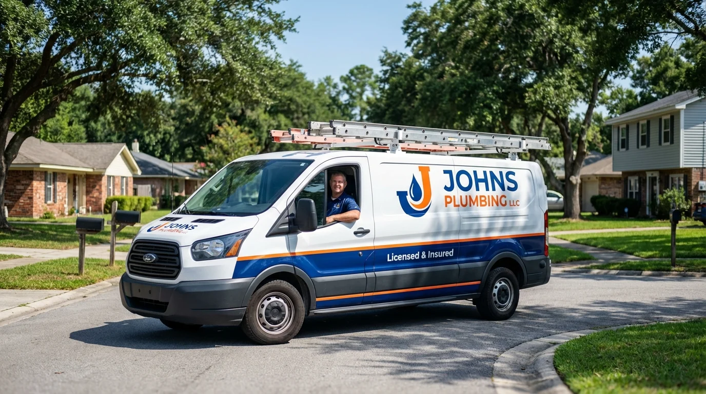 Johns Plumbing LLC service van in South Houston, TX