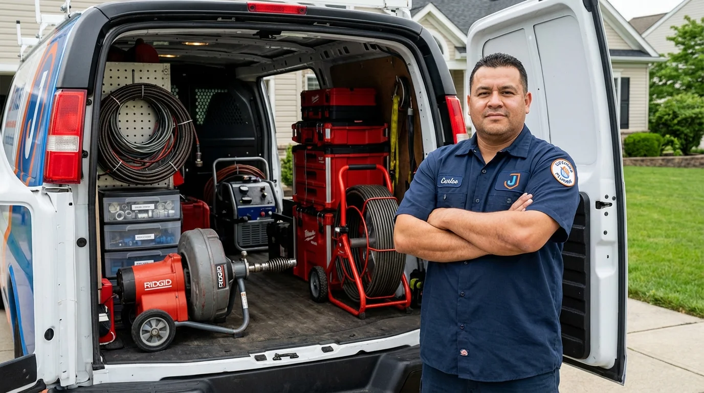 Professional drain cleaning equipment and Johns Plumbing LLC plumber in South Houston