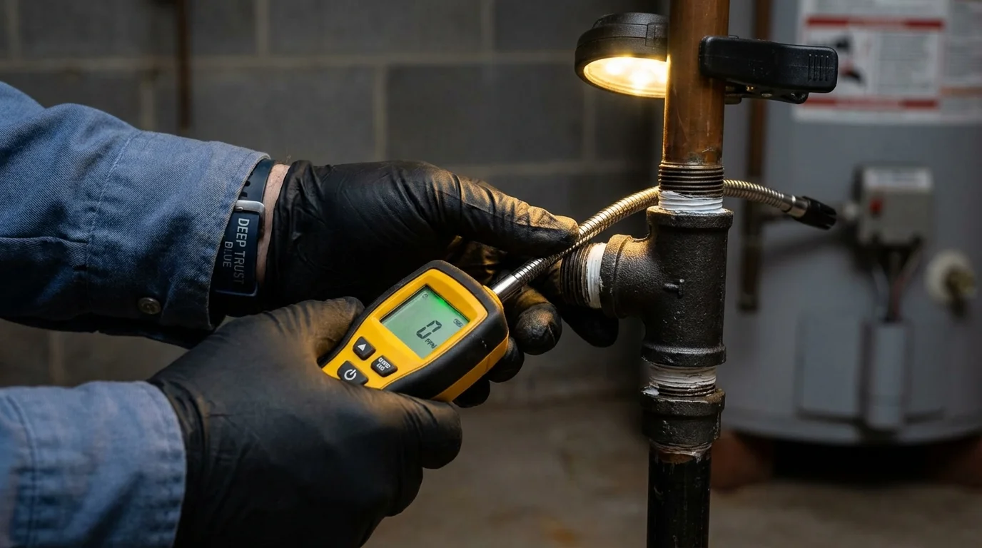 Gas leak detection with electronic sniffer by Johns Plumbing LLC in South Houston