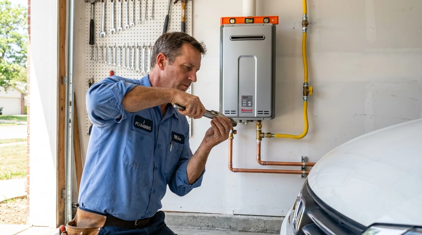 Tankless water heater installation by a Johns Plumbing LLC plumber in South Houston